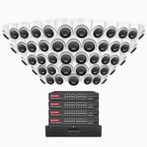 H1200 - 4K 12MP 64 Channel 48 Cameras PoE Security System, Color & IR Night Vision, Human & Vehicle Detection, H.265+, Built-in Microphone, Max. 512 GB Local Storage, IP67